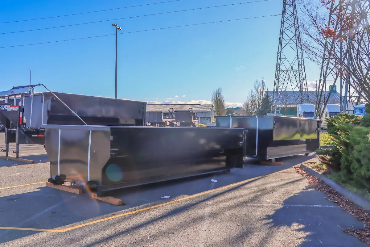 Roll-off dumpster ready for waste disposal at job site for 12 Yard Dumpster Rental in Milwaukee